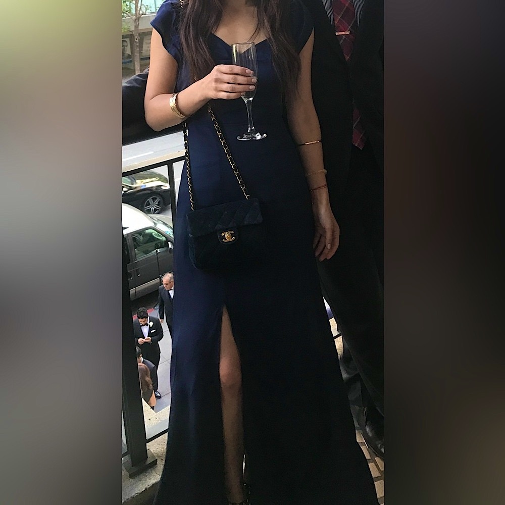 Reformation Navy Dress with Open Back